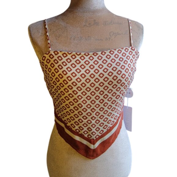 Sienna Sky Tops - Sienna Sky Handkerchief-Cut Smocked Cropped Tank, Size L